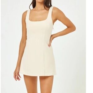 L SPACE Dane Active Dress XS Built In Bra & Shorts Square Neck Tennis Pickleball